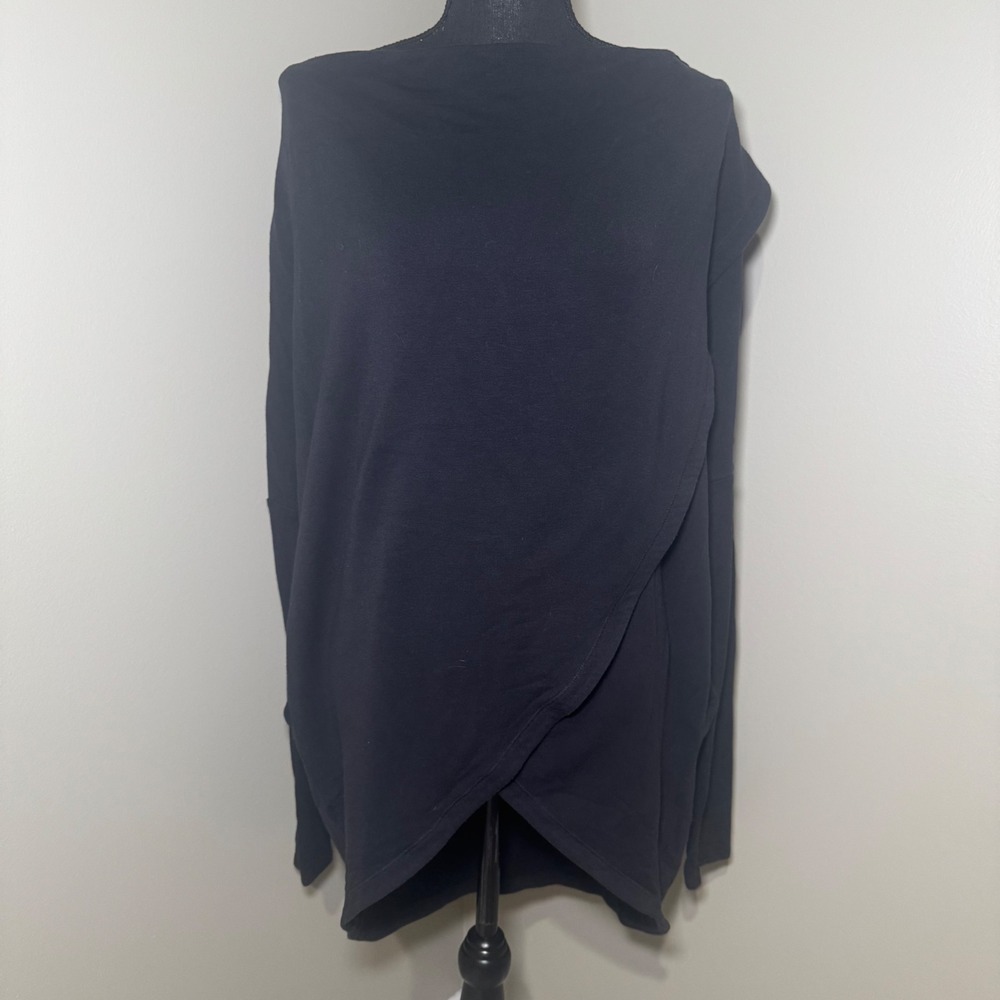 Athleta Black Crossover Tulip Hem Wrap Hoodie‎ Oversized Modal Blend Sweatshirt